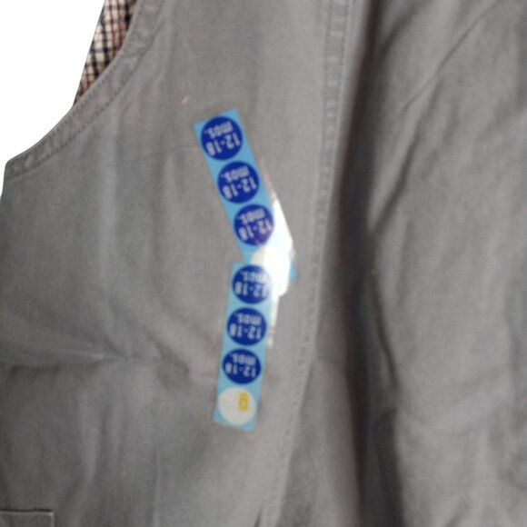 Gymboree Size 12 18 Mos Shortalls Infant Cargo Gray Plaid Cotton Rhino Patch NEW - Picture 5 of 7